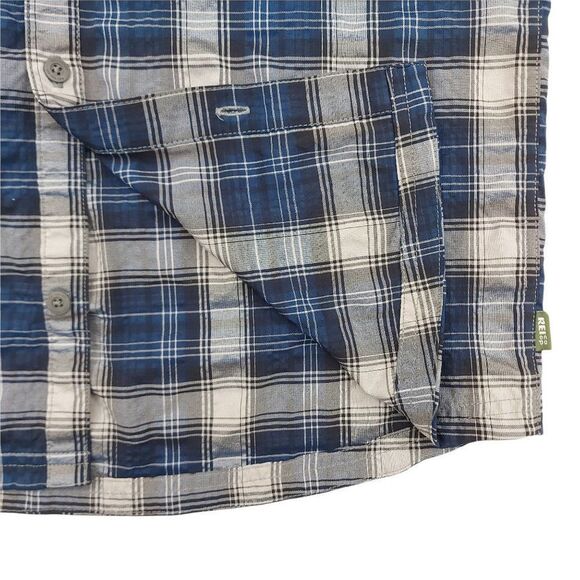 Rei Coop Shirt Boys XL (18) Blue Plaid Button Up Outdoor Roll Tab Sleeve Travel - Picture 8 of 11